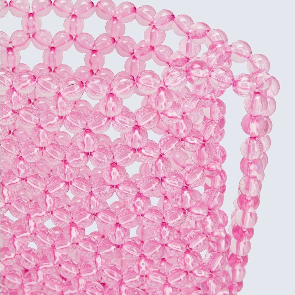 Pink clear beaded woven pink clear crossbody bag - Picture 14 of 15
